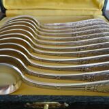 12 dessert spoons Apollo silver metal 1920 in case