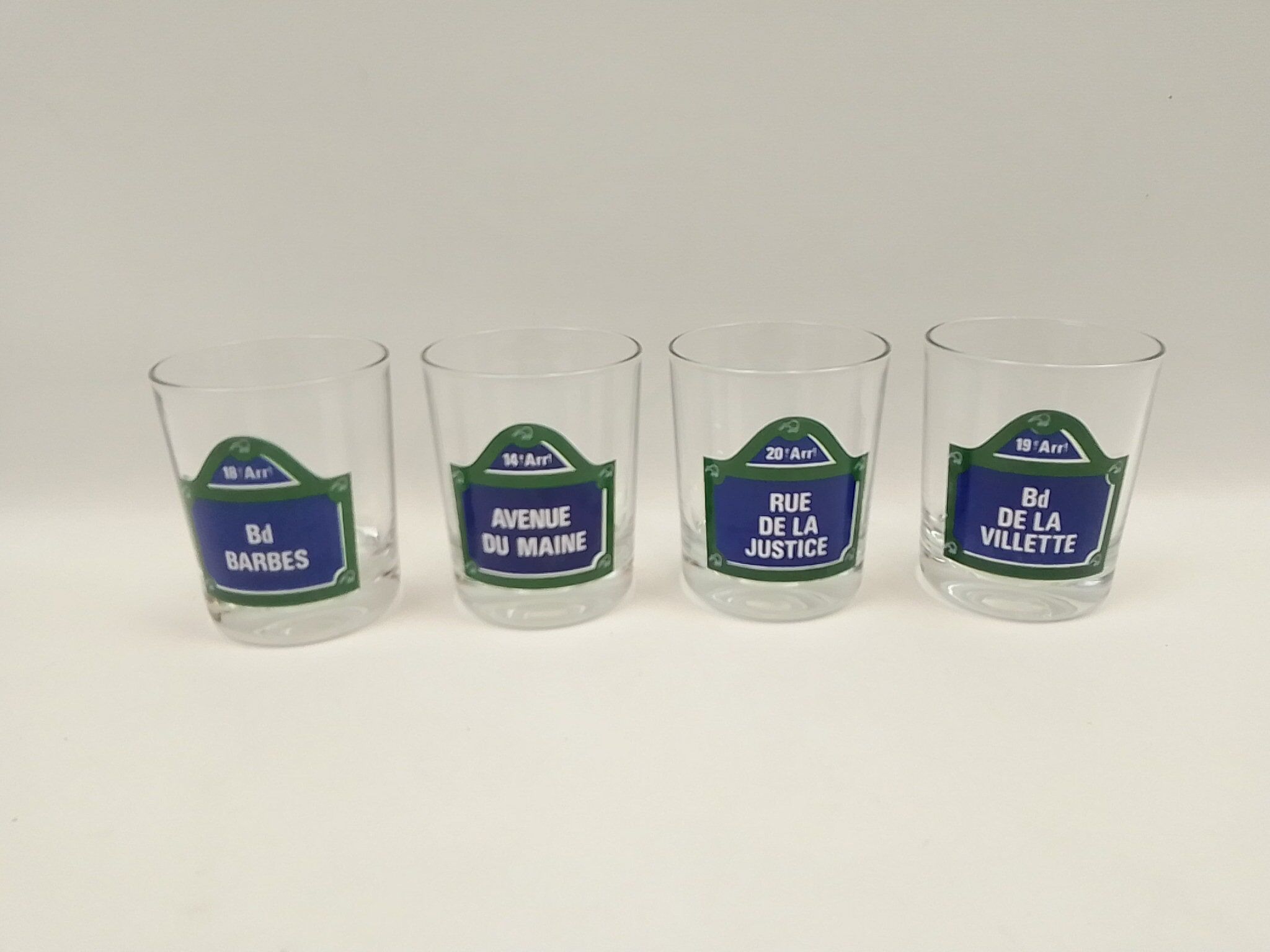 Lot de 8 verres thème les plaques de Paris