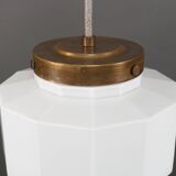1930s English Art Deco Stepped Opaline Glass Pendant Lamp