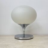 Lampe Space Age en verre opalin, acier chromé et fonte par Kaiser Leuchten,