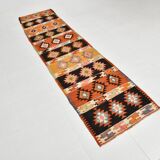 3x10 Boho Style Kilim Runner Rug, Peach Orange Vintage Runner, 73x296 Cm