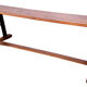 Ancient Burmese teak bench with metal base