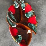 Vallauris compartmentalized dish fish shape polychrome ceramic 47 cm