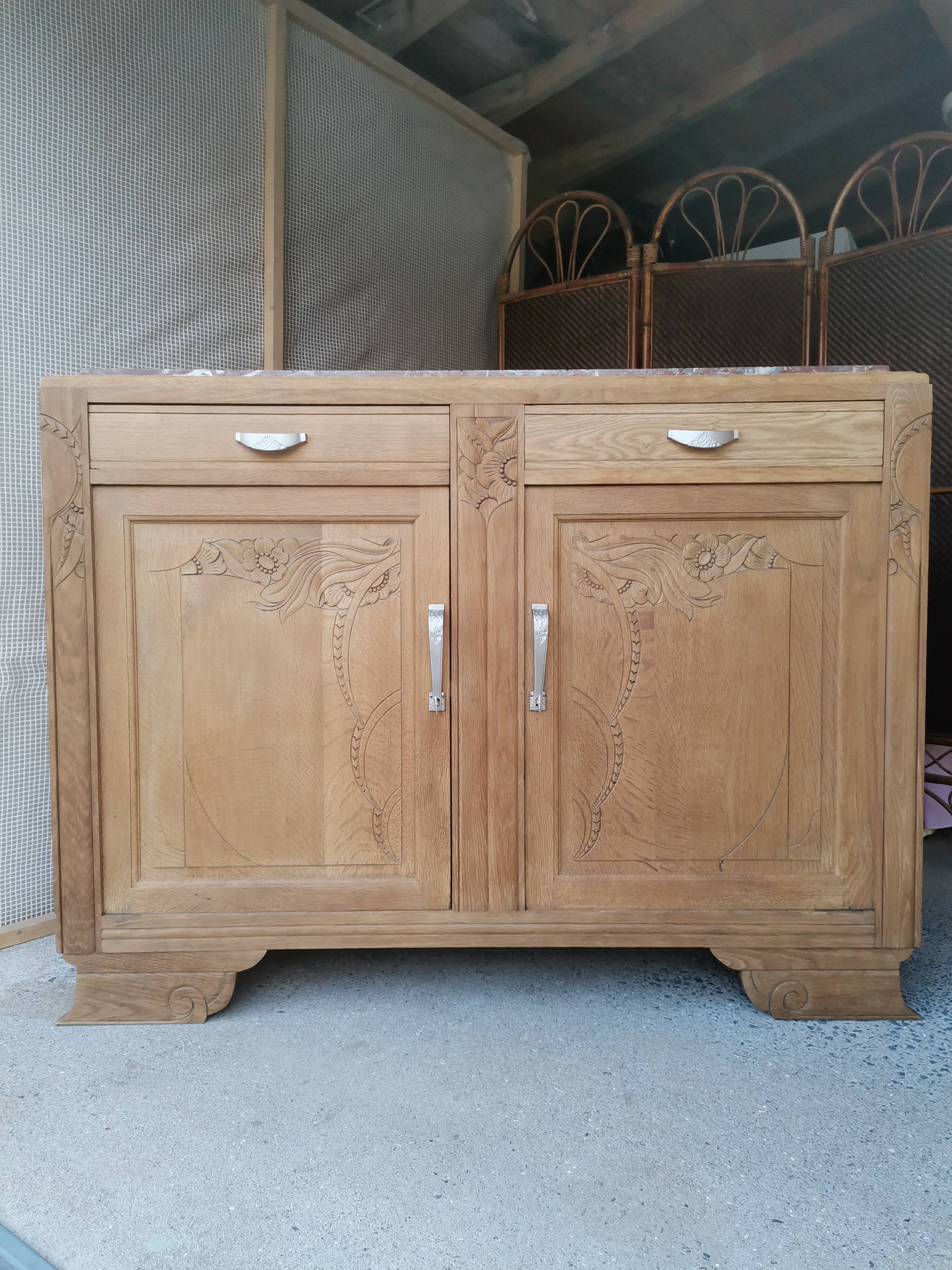 Art Deco wooden and marble buffet