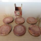 6 coasters in rosewood and brass 1970