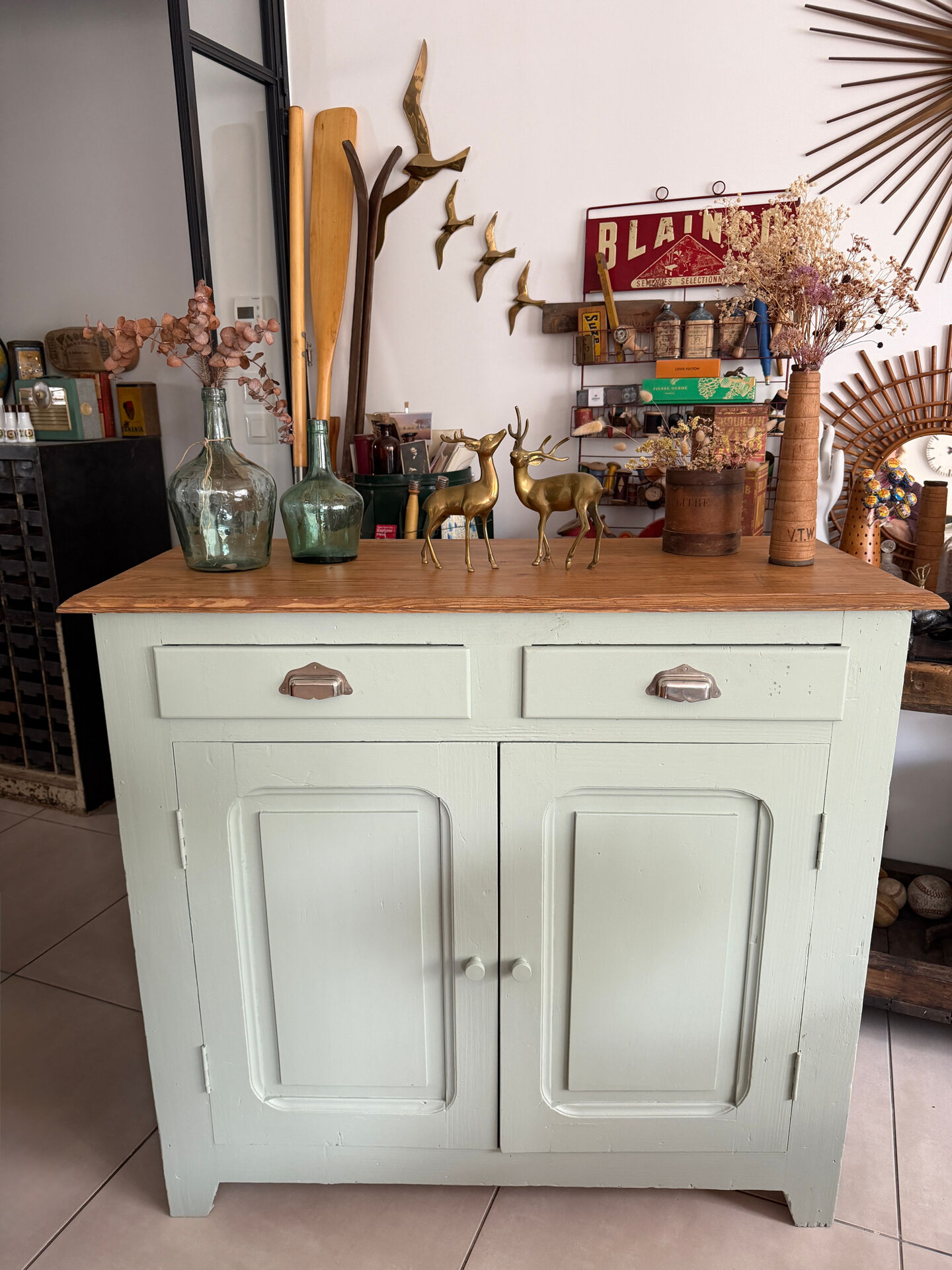 Vintage green almond Parisian buffet