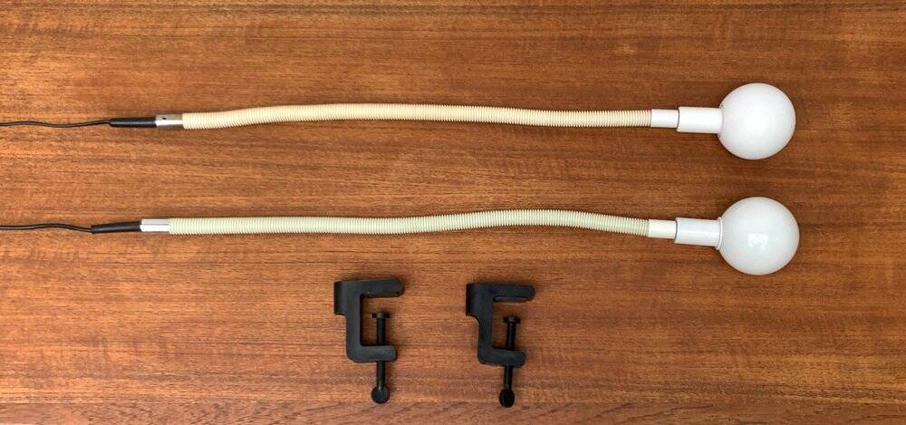 Vintage Space Age clamp lamp Italian Hebi by Isao Hosoe for Valenti Luce, 1970s, set of 2