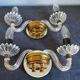 Pair of vintage glass/mirror two-arm wall lights