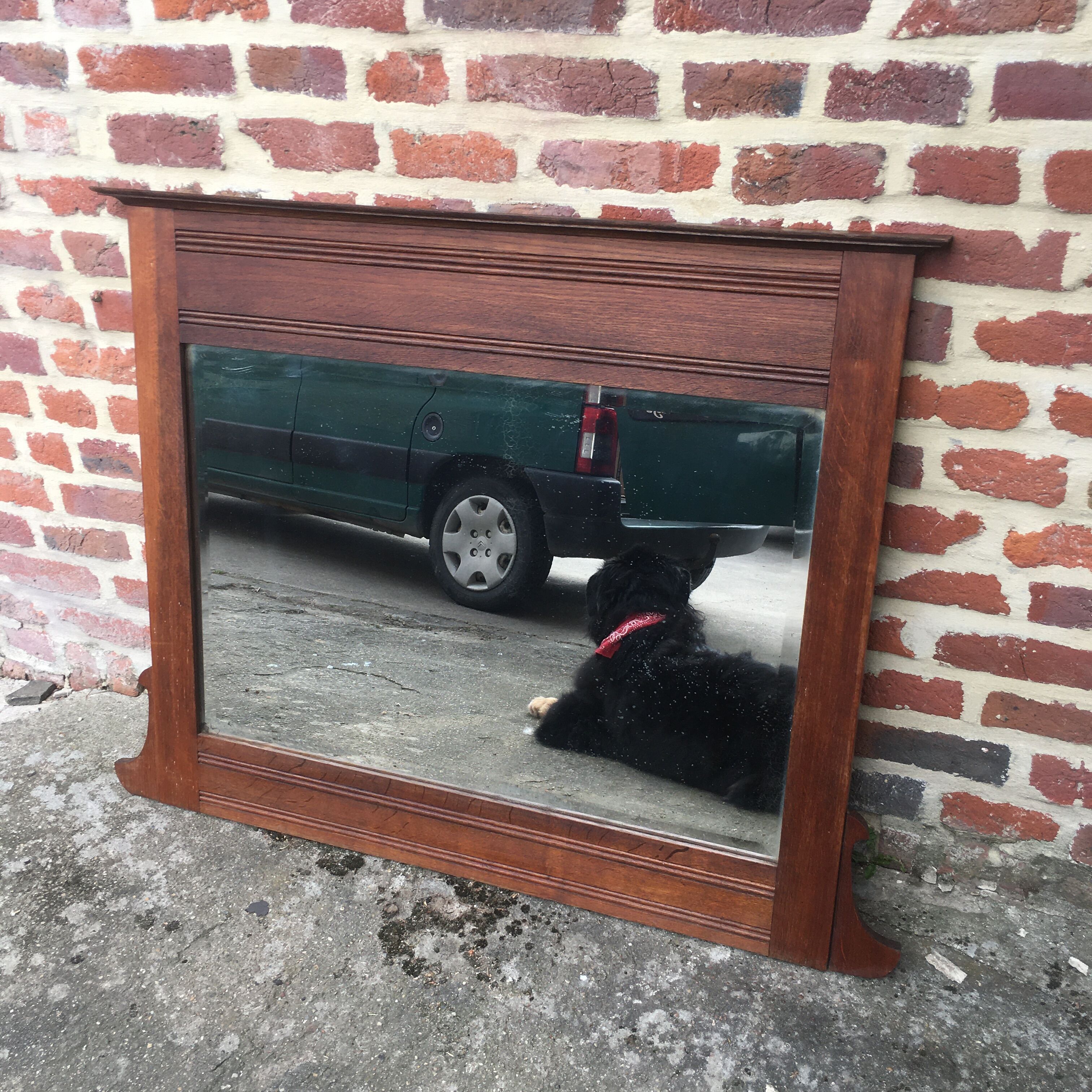 Beveled wooden mirror, 99x83cm