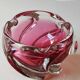 Ashtray/empty pocket, in blown Art glass, Murano/Italy. Organic floral shape. Pink tones