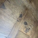 19th century oak farmhouse table with parquet flooring