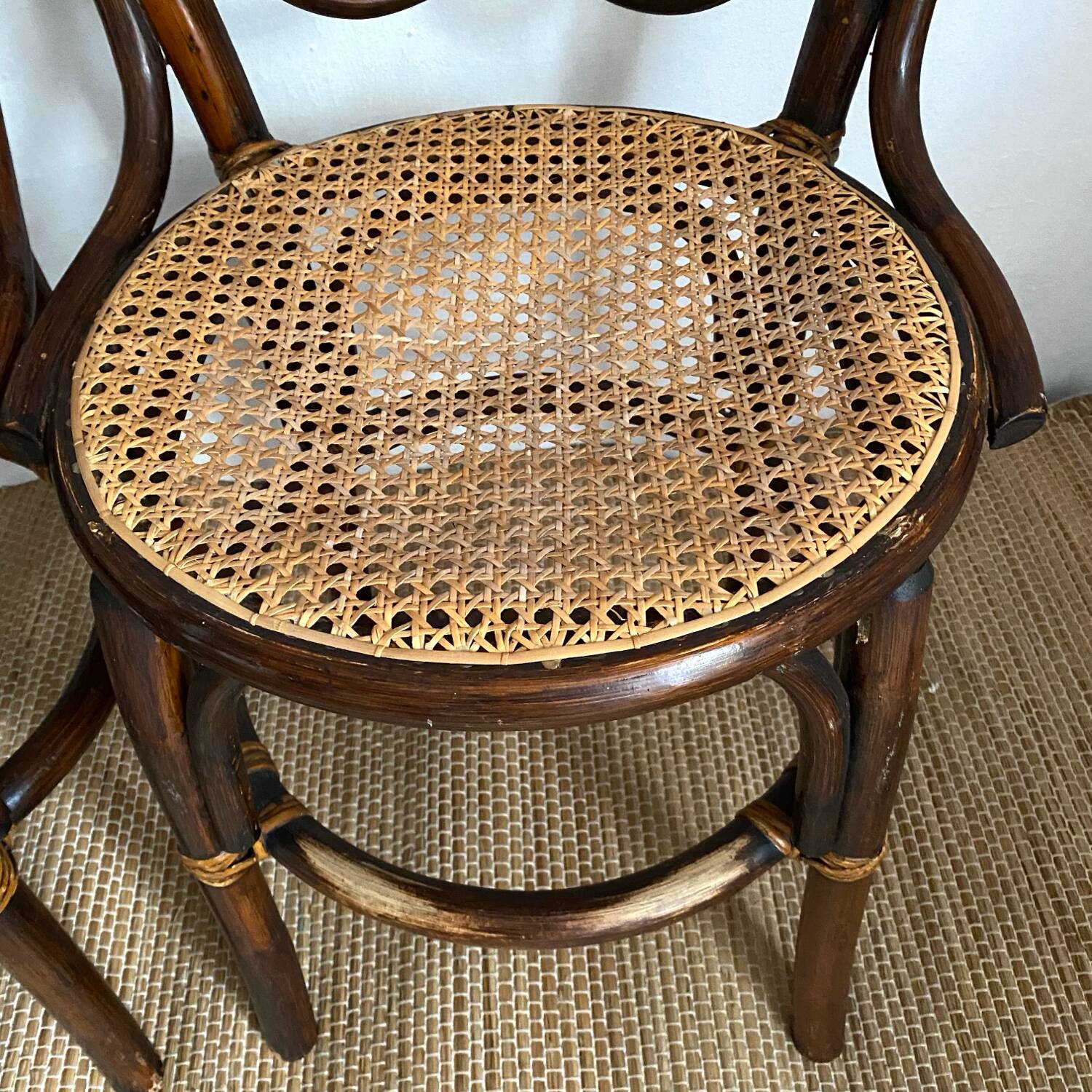 Rattan and cane bistro chairs