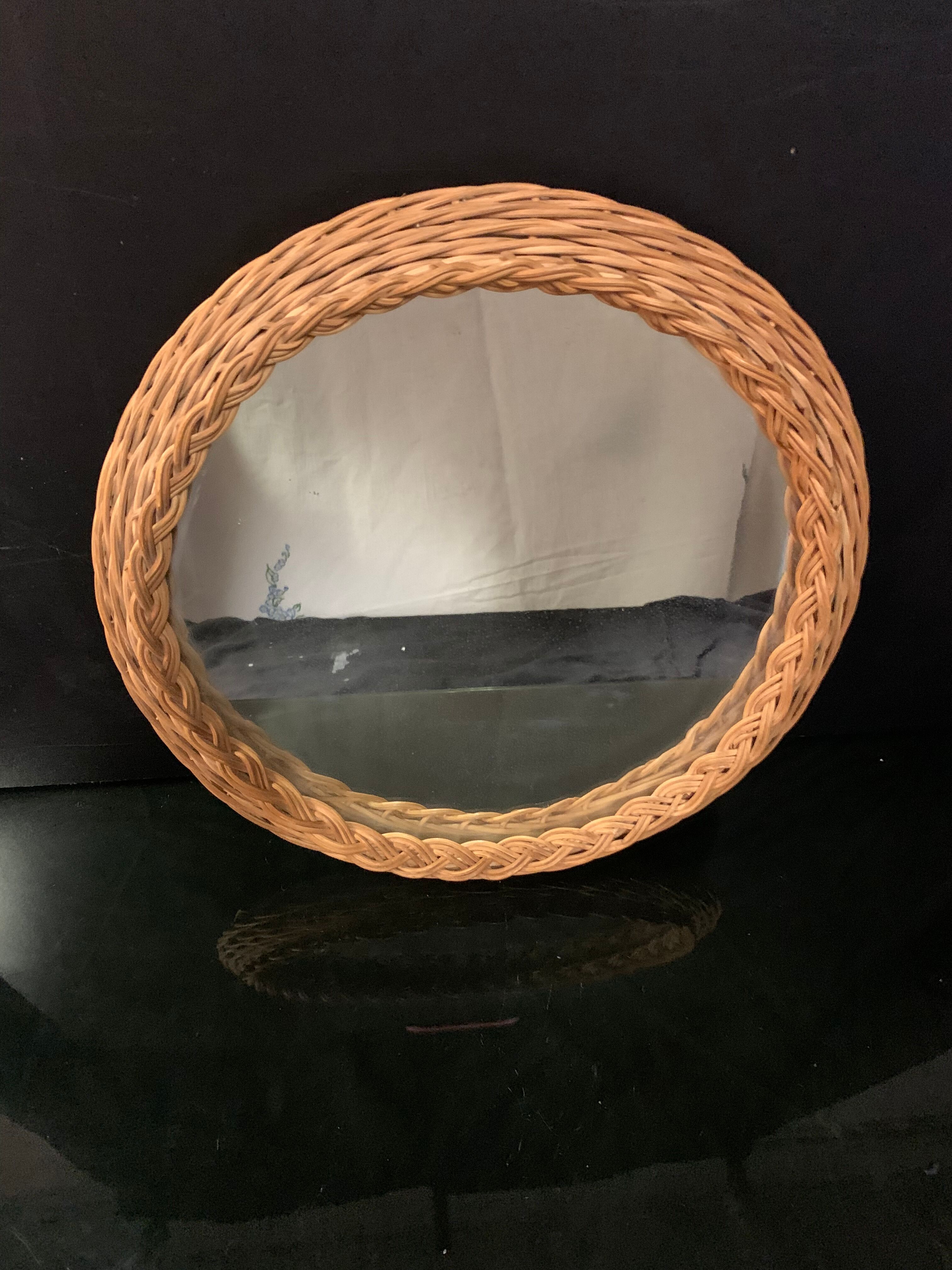 Vintage wicker mirror