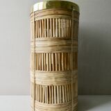Bamboo and brass umbrella holder, 70s