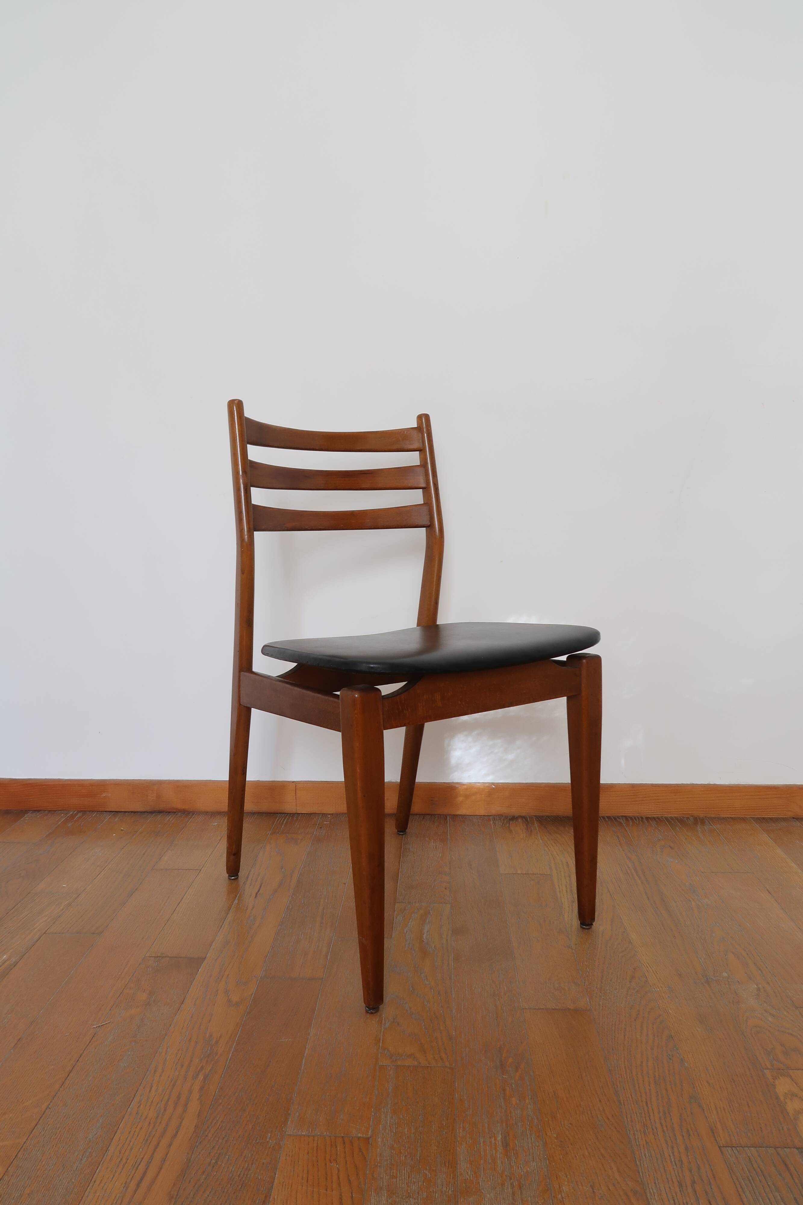 6 Scandinavian beech skai chairs
