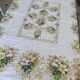 Floral printed damask tablecloth 70's - cotton - 140x140 cm