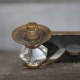 Art Deco wall sconce, brass and Sèvres crystal, light fixture.