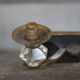 Art Deco wall sconce, brass and Sèvres crystal, light fixture.