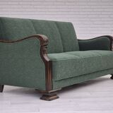 1950s, 3-seater sofa, green furniture blend wool, beech wood.