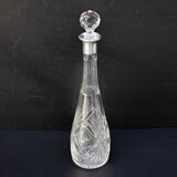 Carafe with antique glass liquor with diamond cap cut crystal silver frame