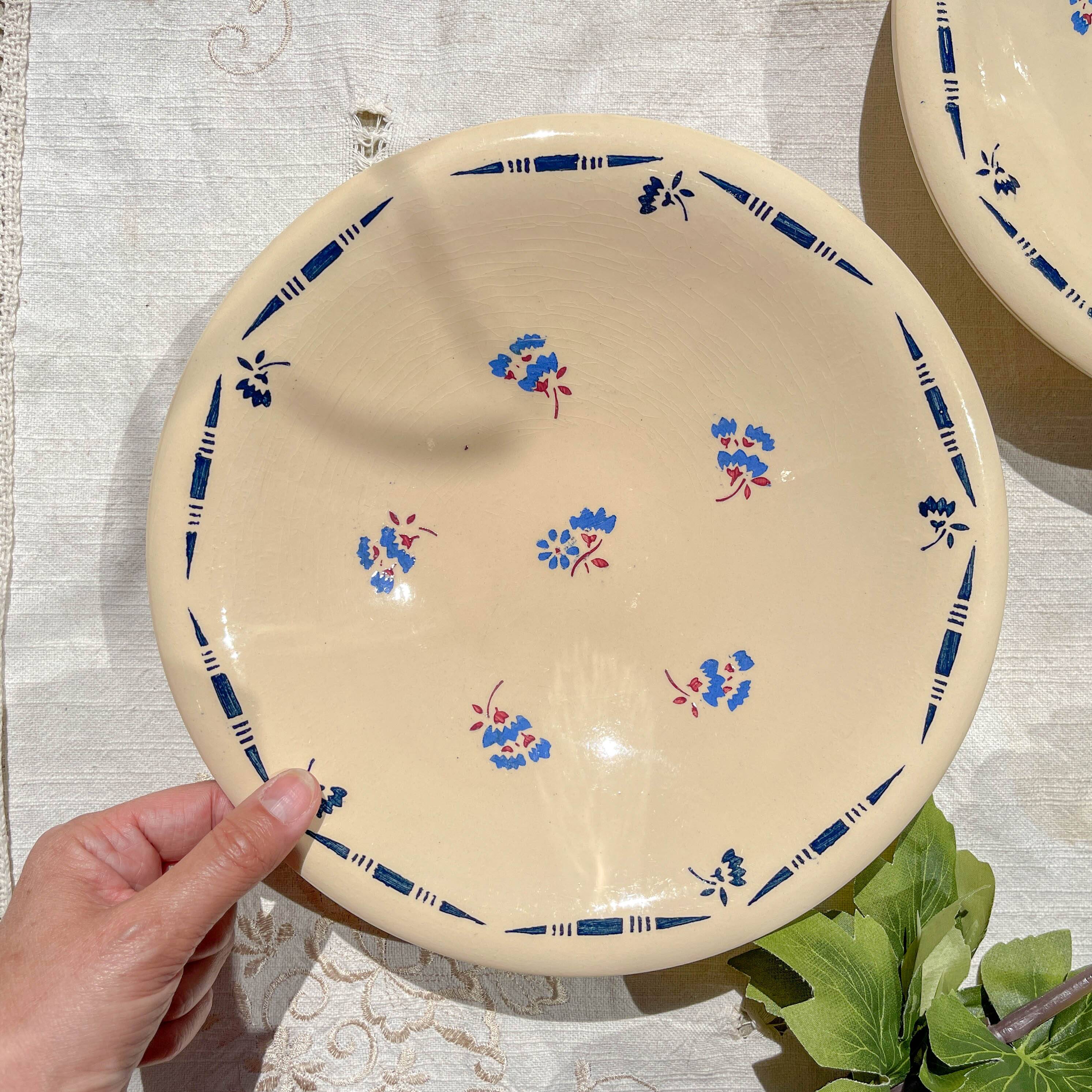 Small vintage porcelain dish K&G Luneville "Flore" 1950s small blue flowers