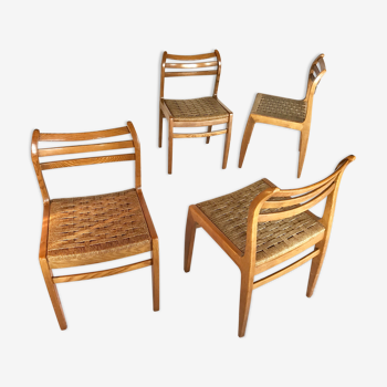 Chaises scandinaves années 50 60 corde et teck