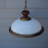 Suspension in white opaline, its edge in aged brass