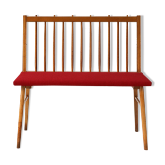 Reupholstered beechwood bench, 1950s