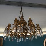 Bronze and crystal chandelier