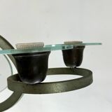 Pietro Chiesa, Art Deco chandelier in solid lacquered brass and glass. Italy 1930s