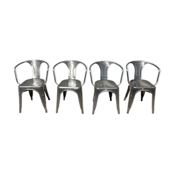 4 metal chairs in industrial style