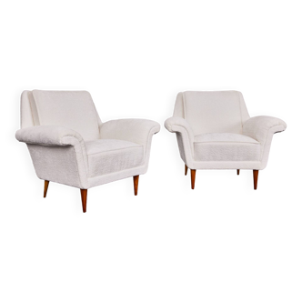 Mid Century Modern,White Boucle Armchairs Attributed to Georg Thams, 1950s, Denmark