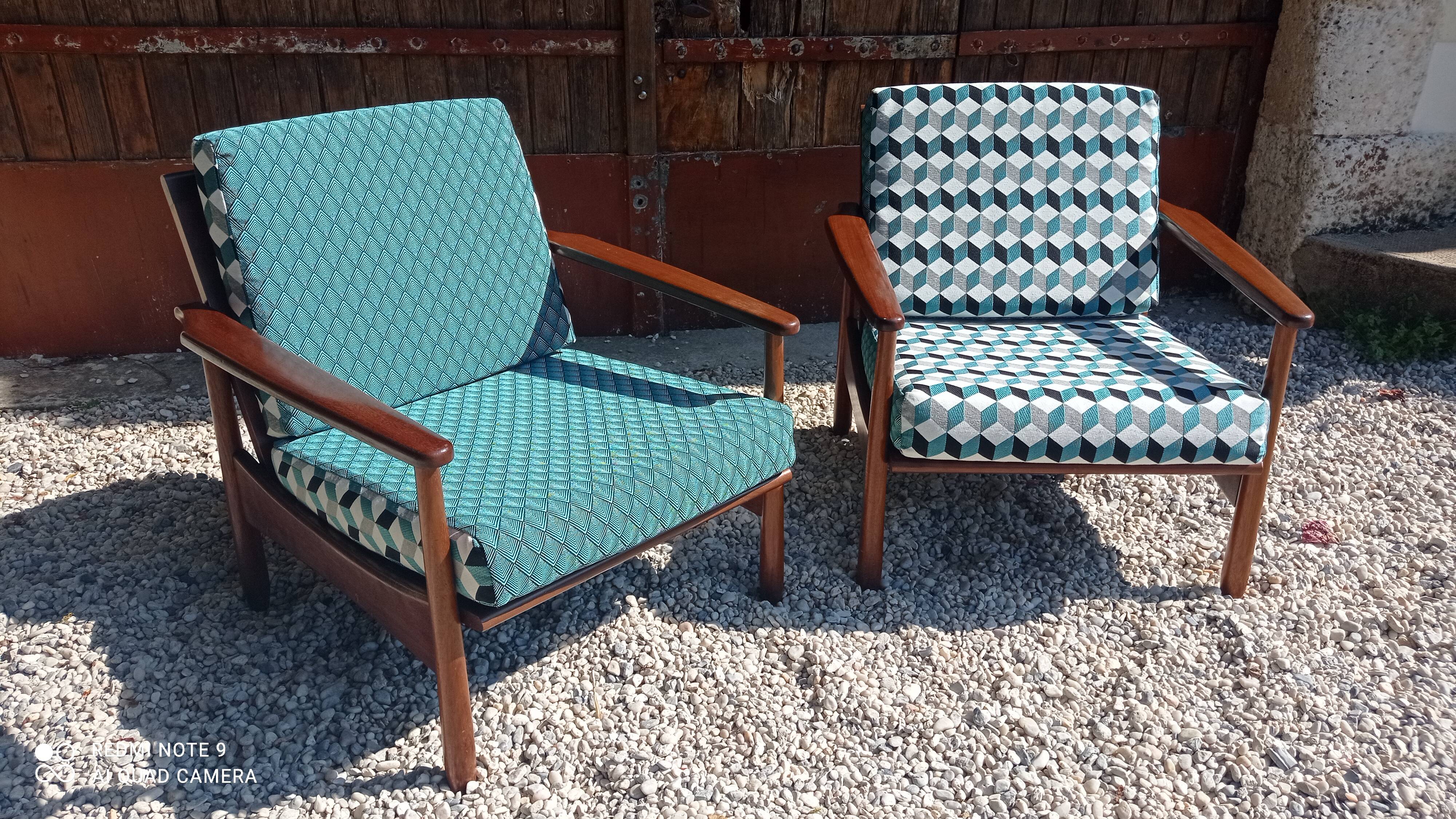 Teak armchairs