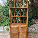 Rattan furniture and canning with vintage shelves