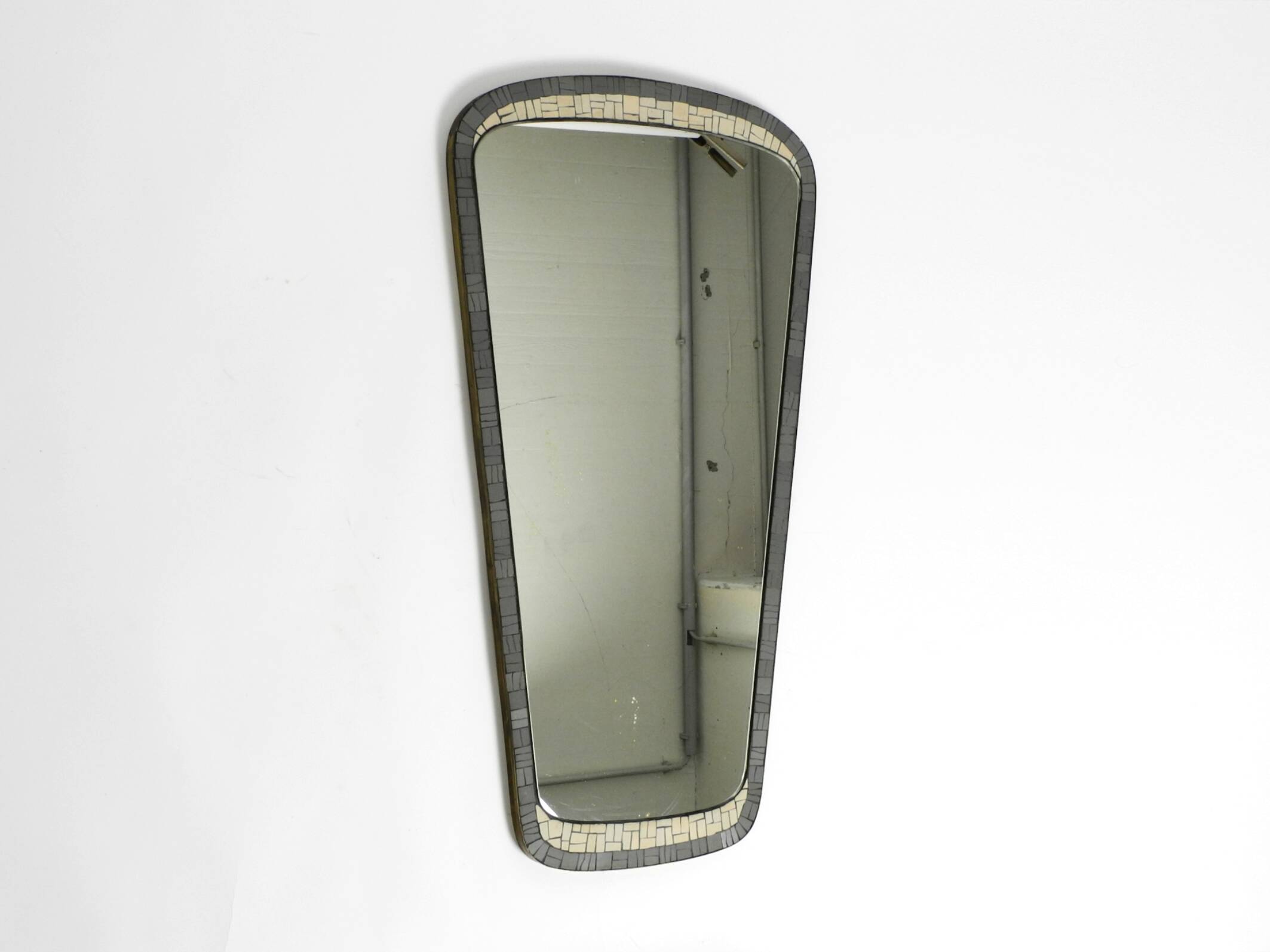 Mid Century mosaic wall mirror with brass frame by Münchner Zierspiegel