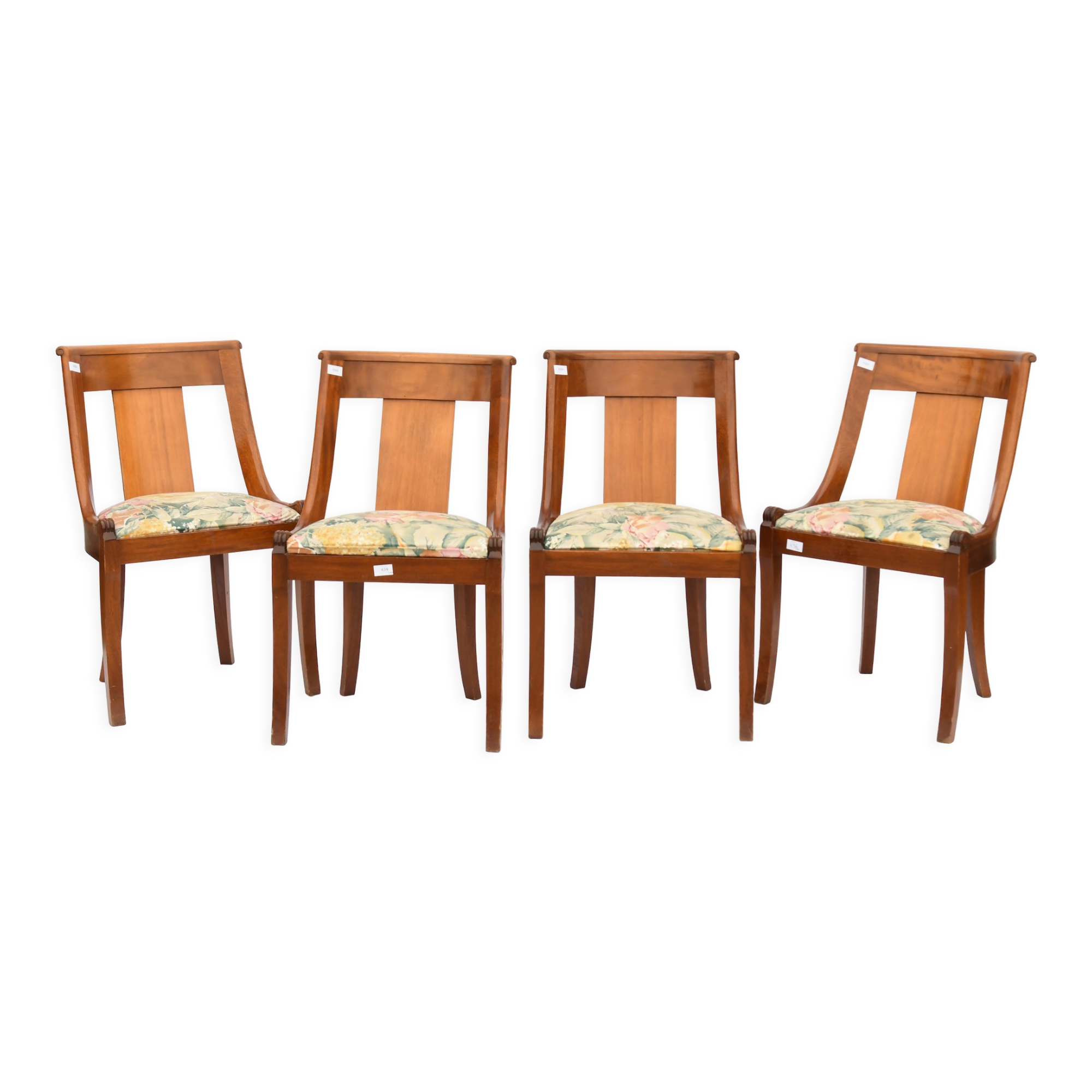 4 chaises en acajou de style Empire