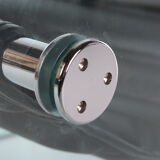 Black leather chair by Giovanni Tommaso Garattoni Italy glass and black leather