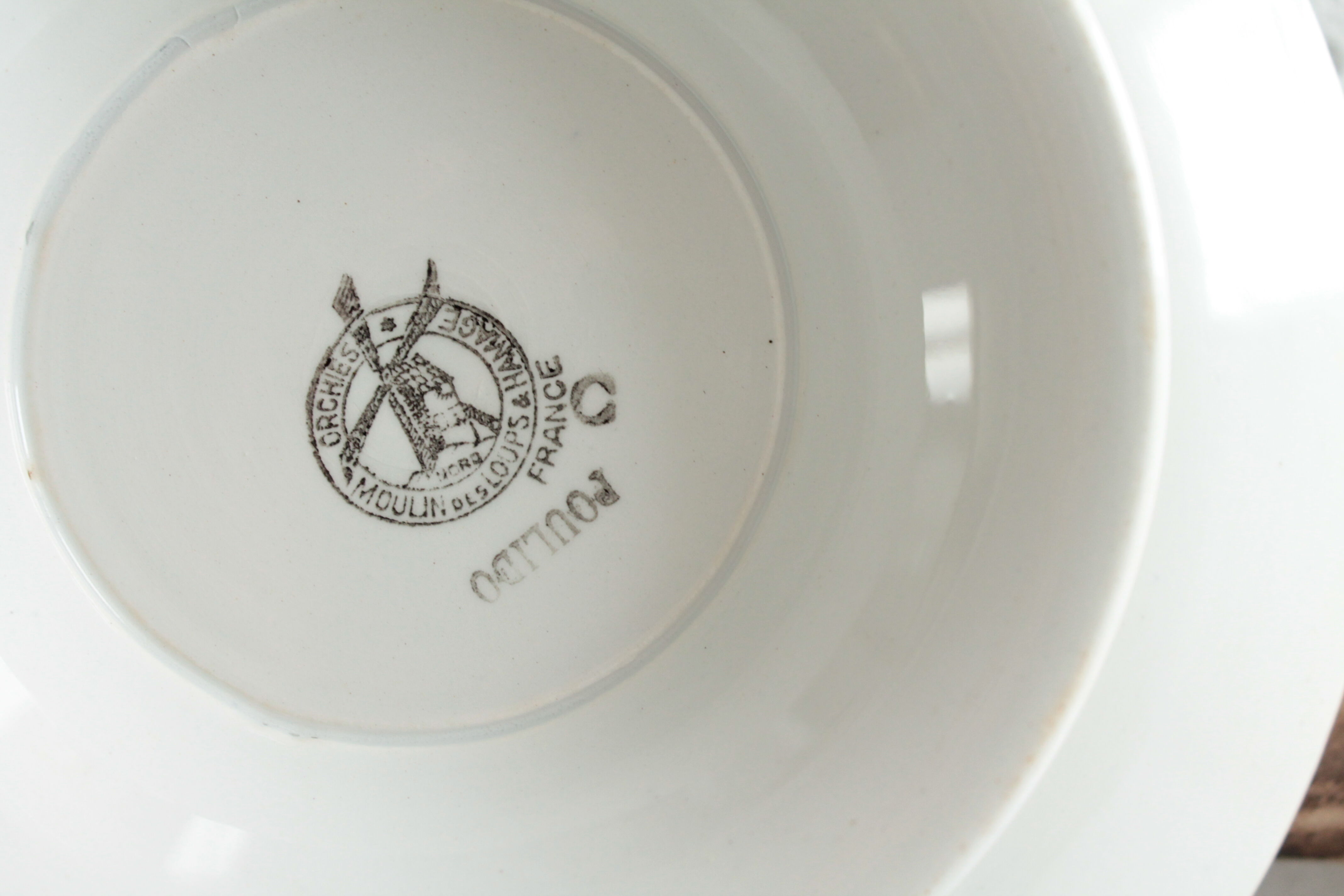 Antique French Art Deco blue & white pedestal cake dish