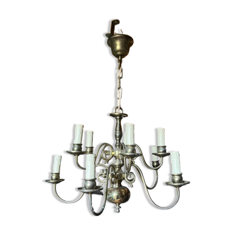 Lustre style hollandais en laiton  10 bougies