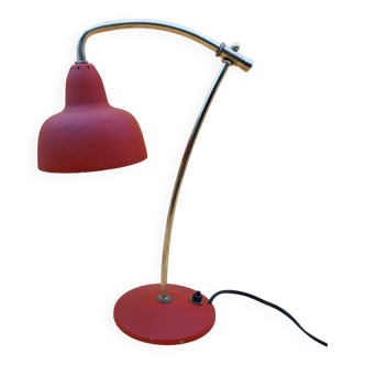 lampe laiton aluminium rouge année 50 vintage