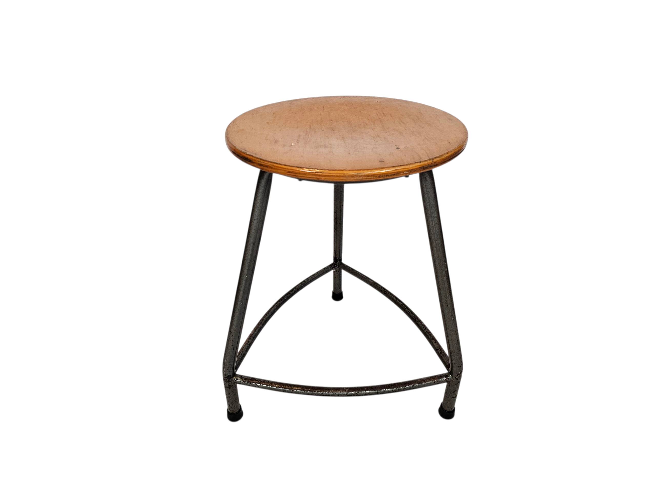 Ahrend De Cirkel - Industrial - Stool - Wood - Metal - 60s