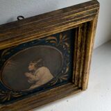 Old golden frame Little Samuel in prayer