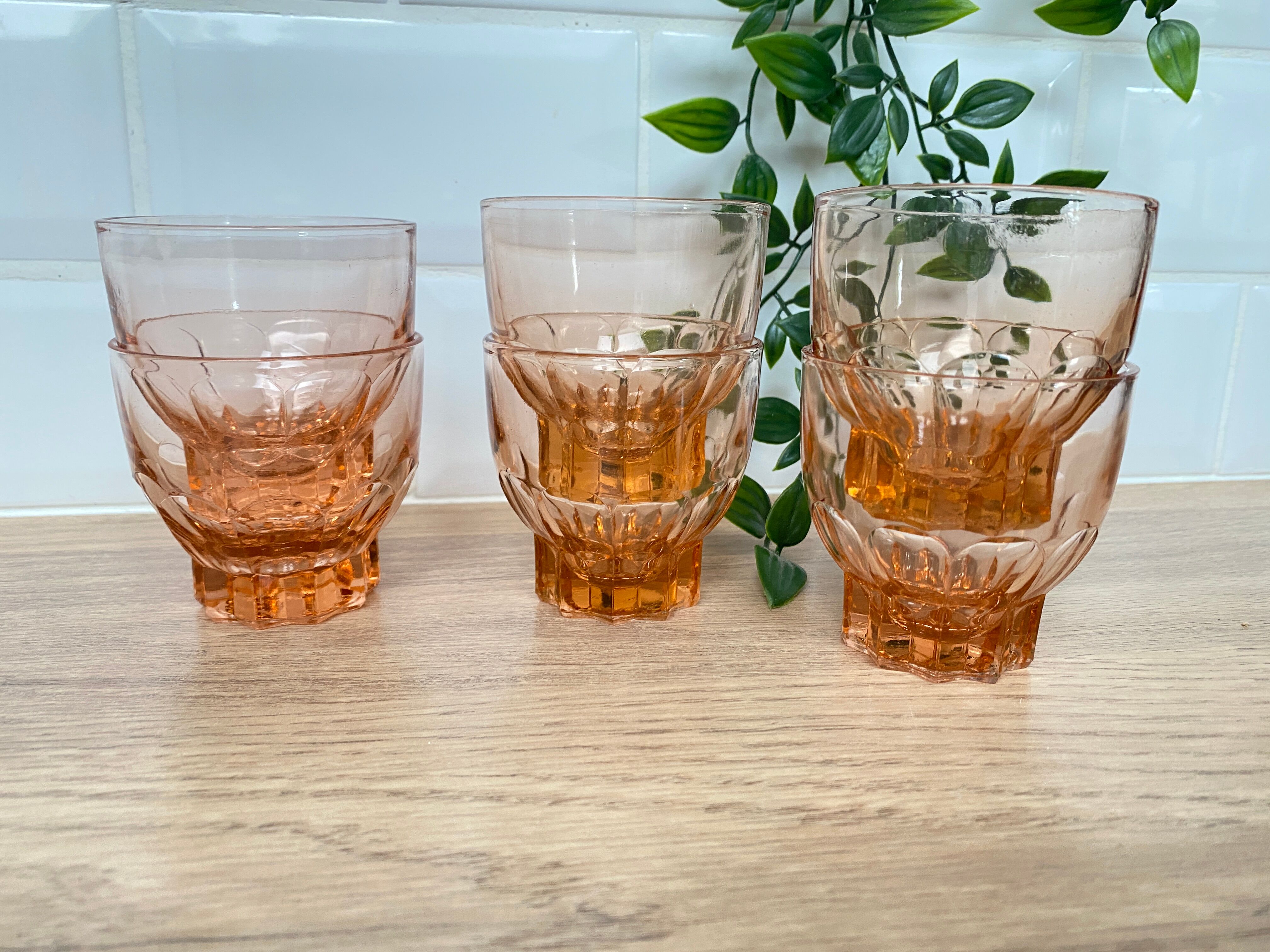 Set de 6 verres vintage Luminarc étoile rose