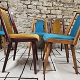 Set of 5 vintage spindle foot bistro chairs 1960"