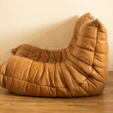 Togo 3-seater sofa and leather chair By Michel Ducaroy for Ligne Roset