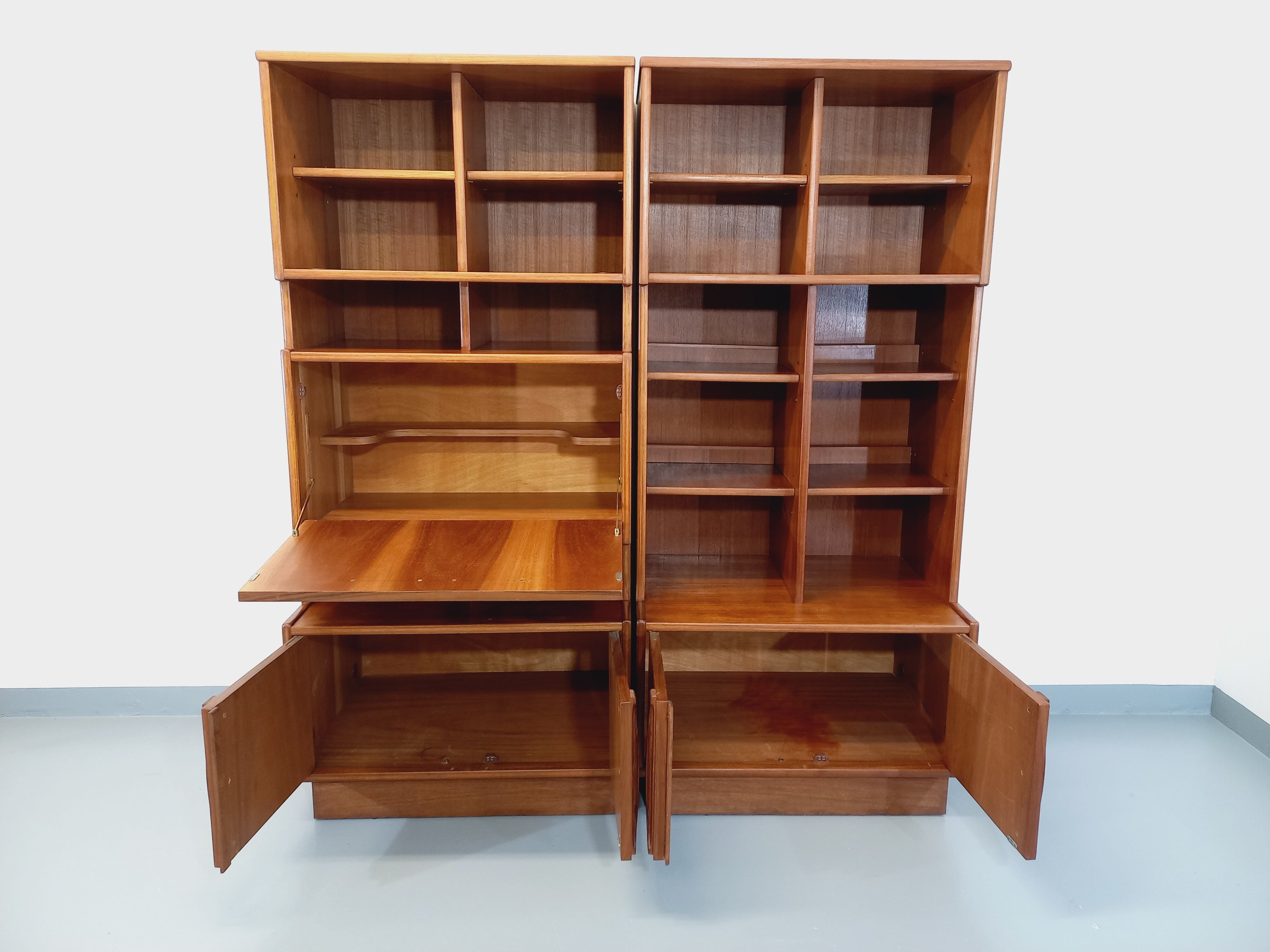 Vintage Scandinavian double bookcase in teak from the 60s