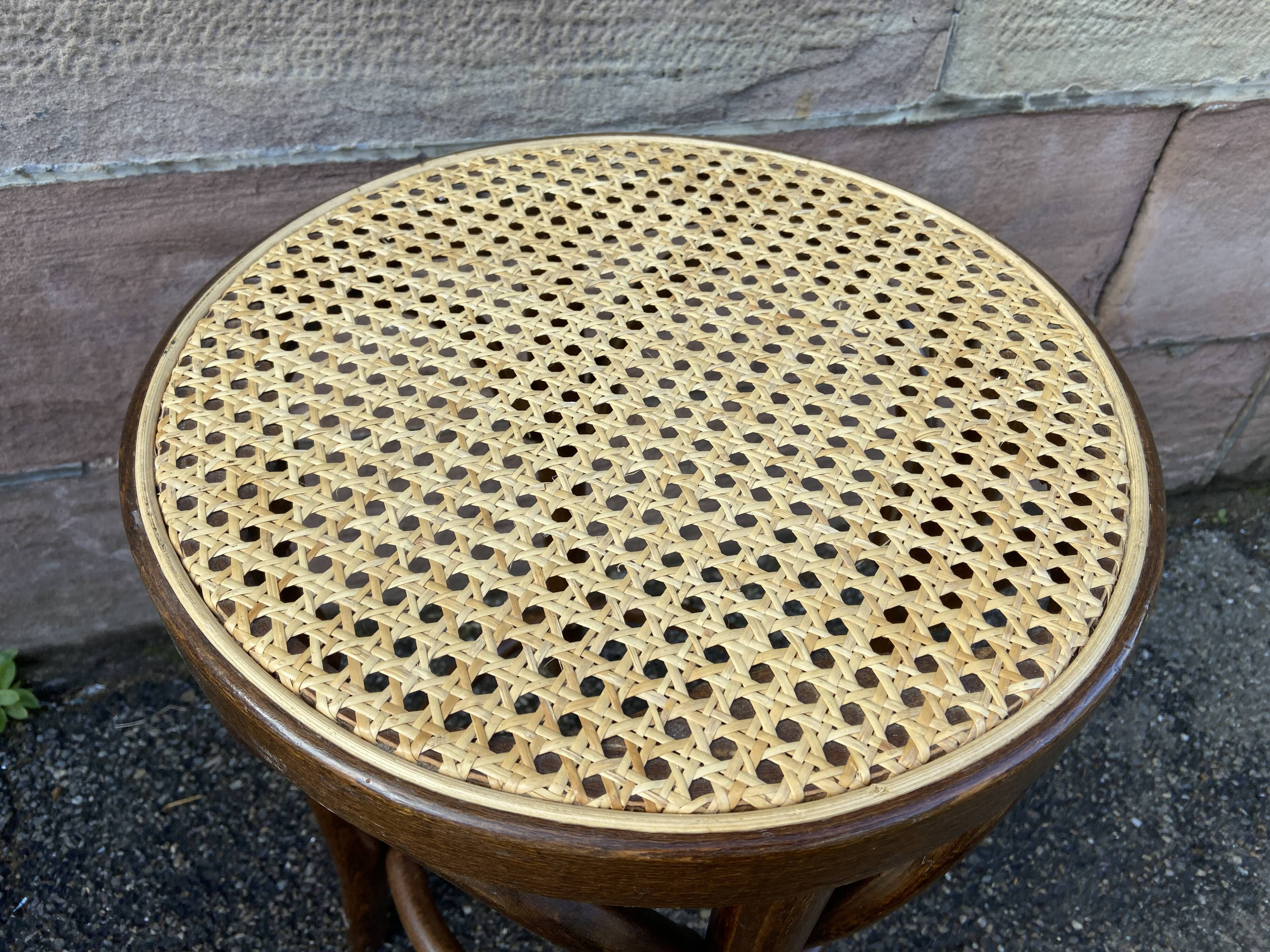 Viennese bentwood and cane stool 1950