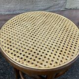 Tabouret viennois en bois courbé et cannage 1950