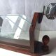 Vintage Art Deco magazine rack wood glass engraved storage furniture