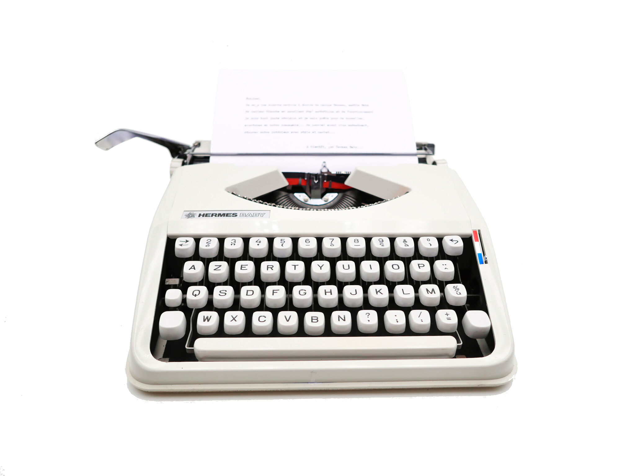 Hermes Baby New Revised White Typewriter